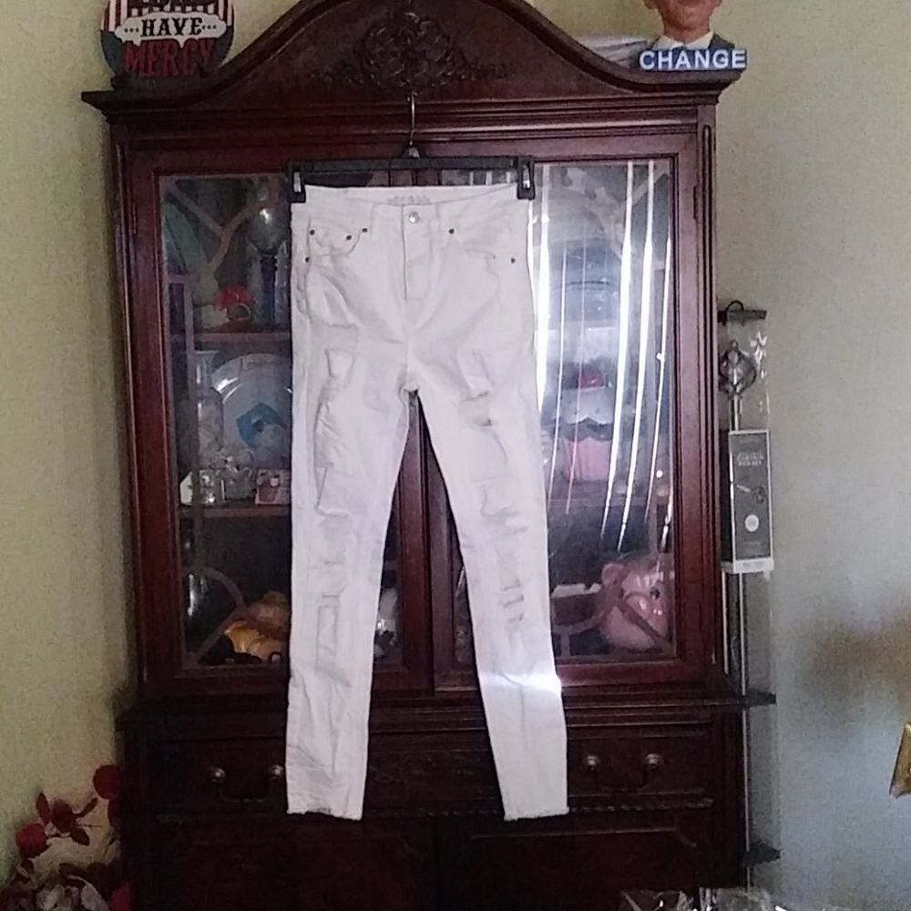 White Distressed Skinny Jeans